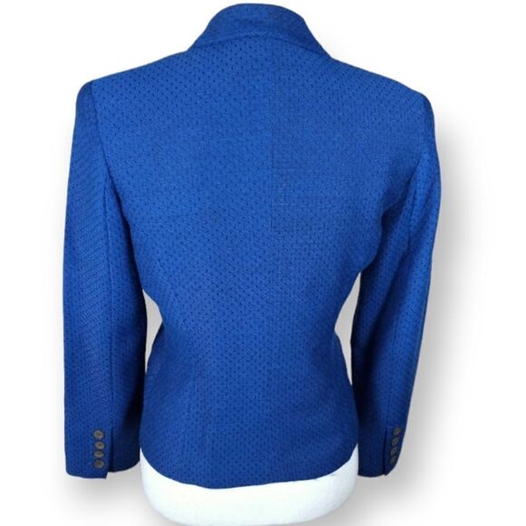 NICOLE MILLER VINTAGE BLUE & BLACK WOOL BLAZER SZ.2 EUC - Picture 4 of 5